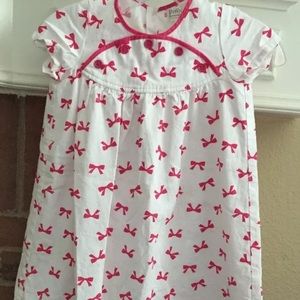 Pippen Lane White Pink Bows Button Dress Size 6 X